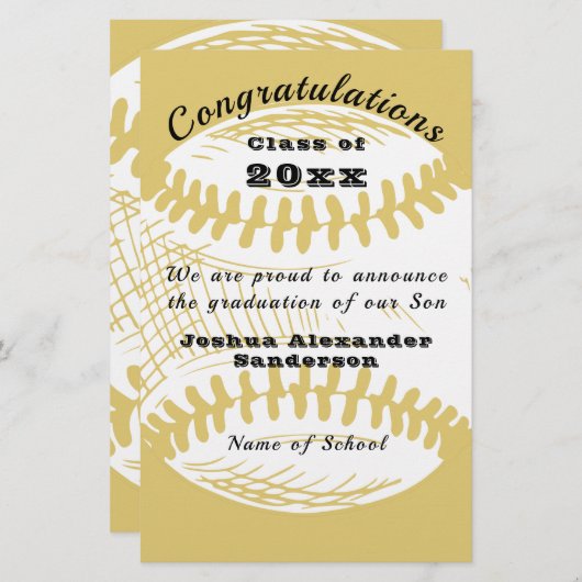 野球教室の卒業発表 便箋 (正面/裏面)