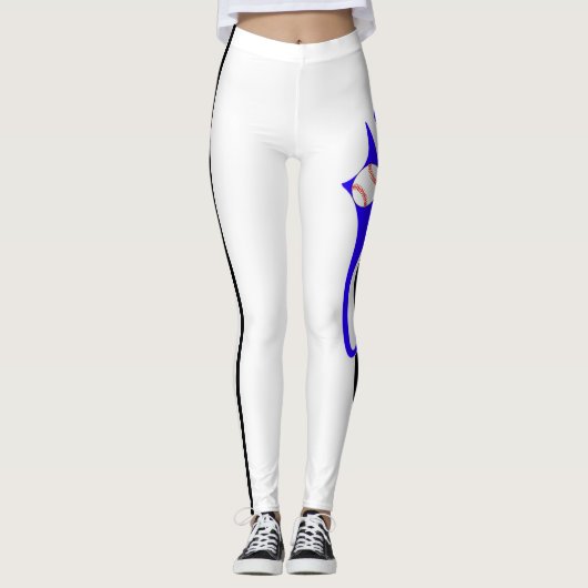 野球文字ストライプ及びボールプリントレギンス レギンス (正面)