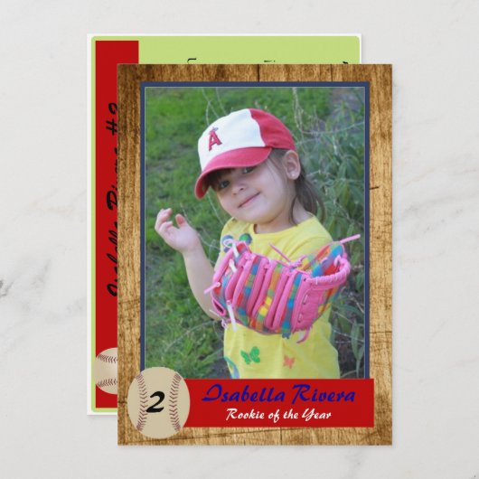 野球新人カード誕生日招待状 招待状 (正面/裏面)