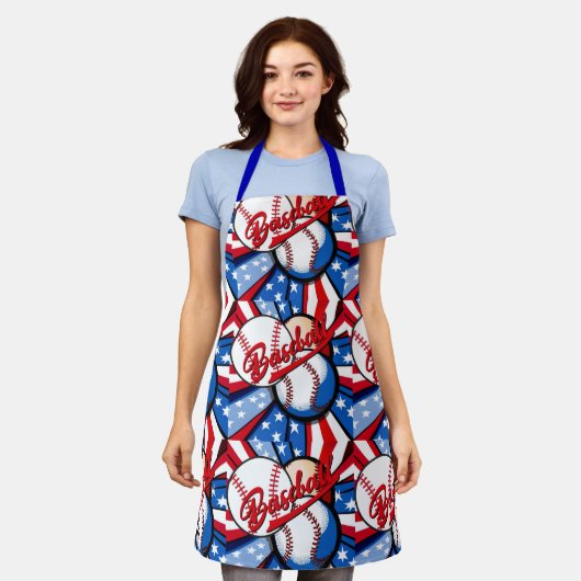 野球日 エプロン (着用した状態)
