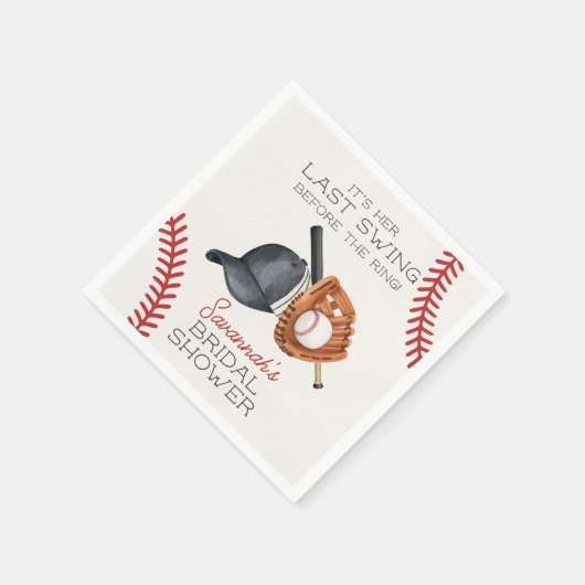 野球最後のスイングウィザーズリングや輪ブライダルシャワー スタンダードカクテルナプキン (角)