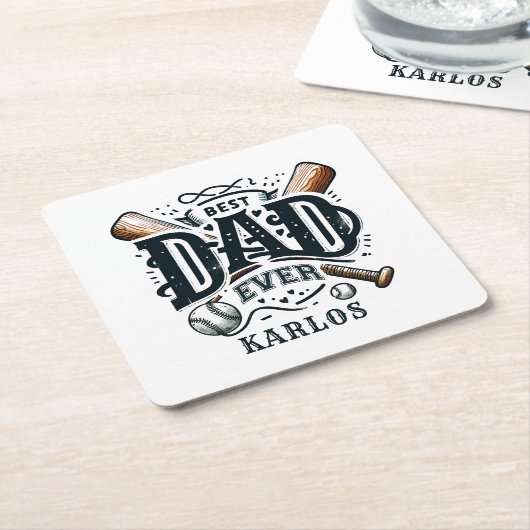 野球最高のパパエバー スクエアペーパーコースター (アングル)