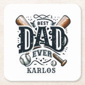 野球最高のパパエバー スクエアペーパーコースター (正面)