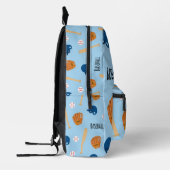 野球柄（ブルー） プリントバックパック (左)