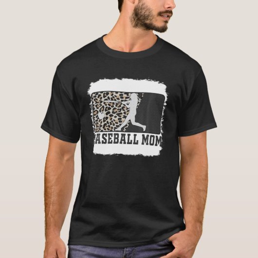 野球母おもしろい母ライフヒョウ漂白 Tシャツ (正面)