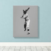 野球犬 キャンバスプリント (インサイチュ (ウッドフロア))