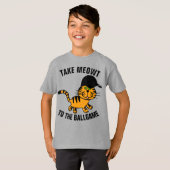 野球猫がミートTシャツを着た子ども達を連れて行く Tシャツ (正面フル)