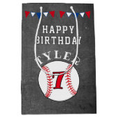 野球球技場子供の誕生日 ミディアムペーパーバッグ (正面)