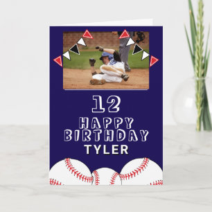 野球球旗キッズフォト誕生日 カード