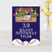 野球球旗キッズフォト誕生日 カード (黄色い花)