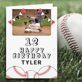 野球球旗キッズフォト誕生日 カード