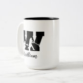 野球用アルファベパーソナライズされたッモノグラムのトW名 ツートーンマグカップ (正面左)