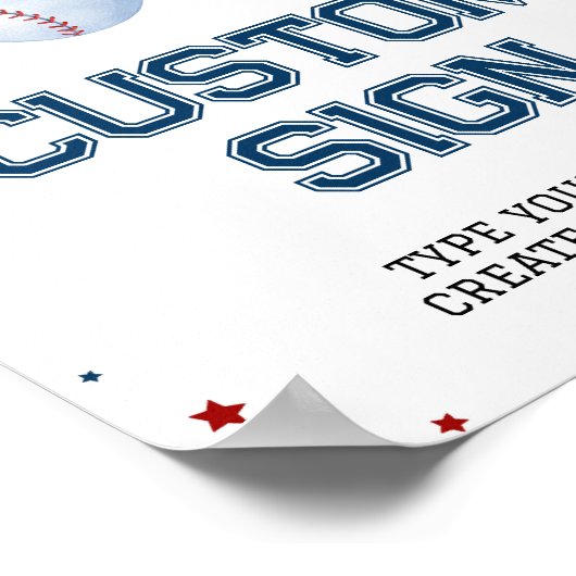 野球用カスタムテーブル看板誕生日ベビーシャワー ポスター (角)