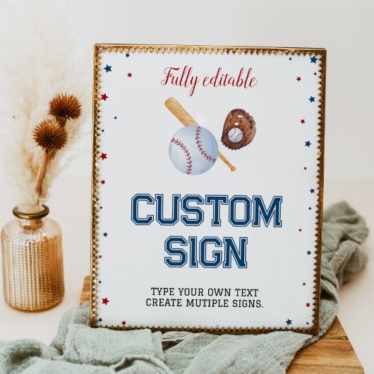 野球用カスタムテーブル看板誕生日ベビーシャワー ポスター