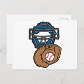 野球用キャッチャーのマスクグローブ ポストカード (正面/裏面)