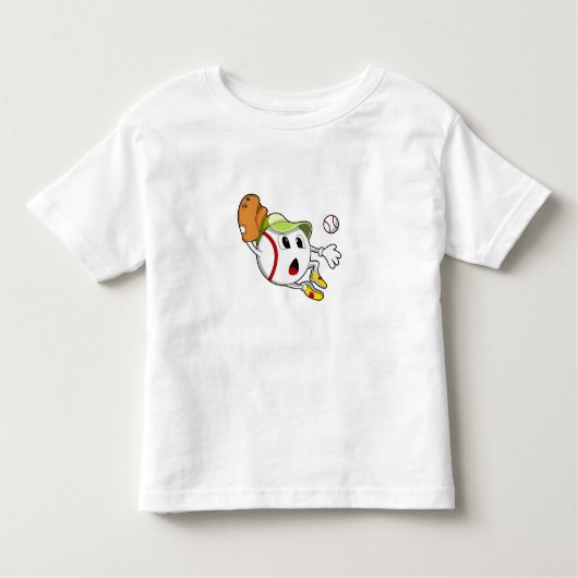 野球用グローブ&キャップ付き野球ボール トドラーTシャツ (正面)