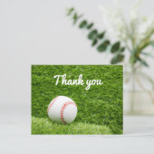 野球用サンキューカード(球根が緑の草の上にある場合) ポストカード (スタンド正面)