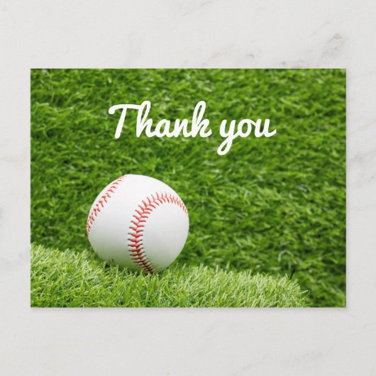 野球用サンキューカード(球根が緑の草の上にある場合) ポストカード (正面)