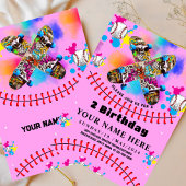 野球用スケートボード落書きカラフルパーティーピンク 招待状