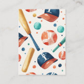 野球用テディベア水彩絵本ベビー エンクロージャーカード (裏面)