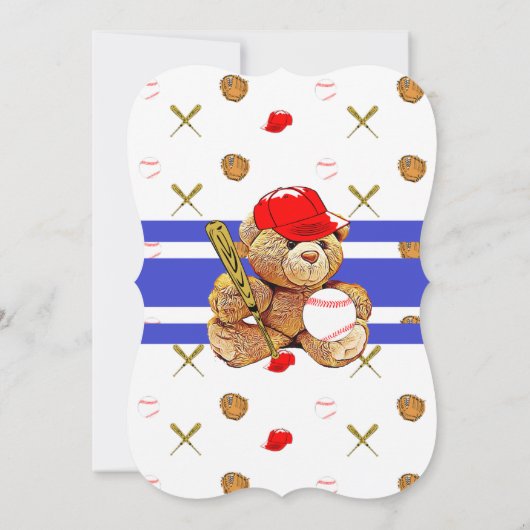 野球用テディベア赤ちゃんシャワー招待状 招待状 (裏面)