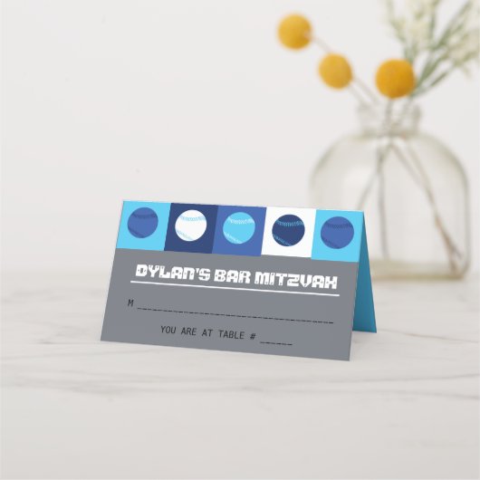 野球用バルミツワーテーブルの座席のエスコートカード プレイスカード (正面)