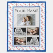 野球用ファンパターカスタムン（写真と名前） フリースブランケット (正面)