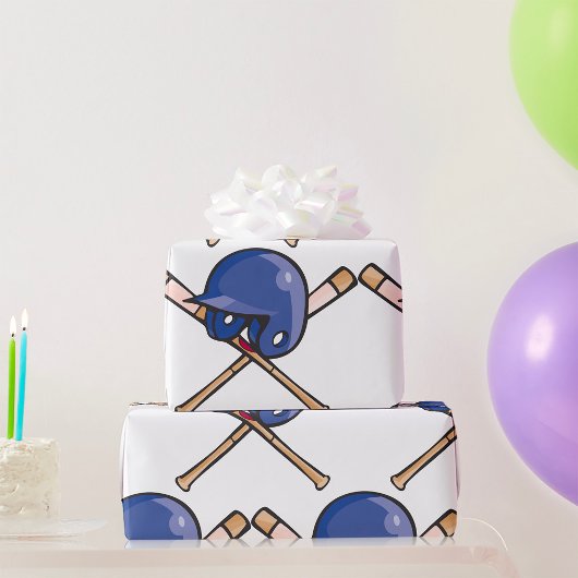 野球用ヘルメットとこうもりスポーツ ラッピングペーパー