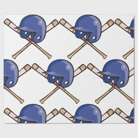 野球用ヘルメットとこうもりスポーツ ラッピングペーパー (フラット)