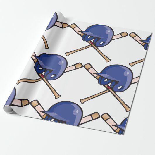 野球用ヘルメットとこうもりスポーツ ラッピングペーパー (アンロールド)