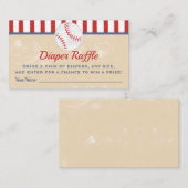 野球用ベビーシャワーおむつラッフルチケット エンクロージャーカード (正面/裏面)