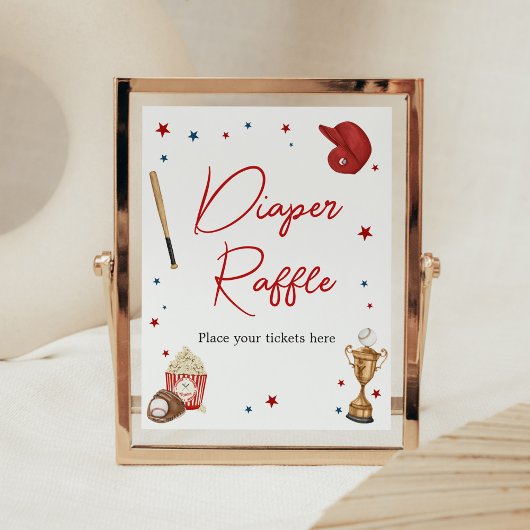野球用ベビーシャワーおむつラッフル ポスター