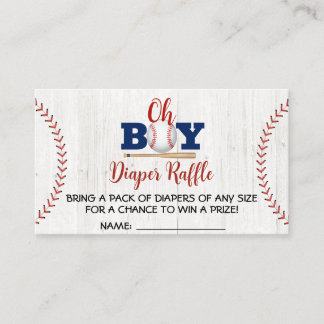 野球用ベビーシャワーおむつラッフル 名刺