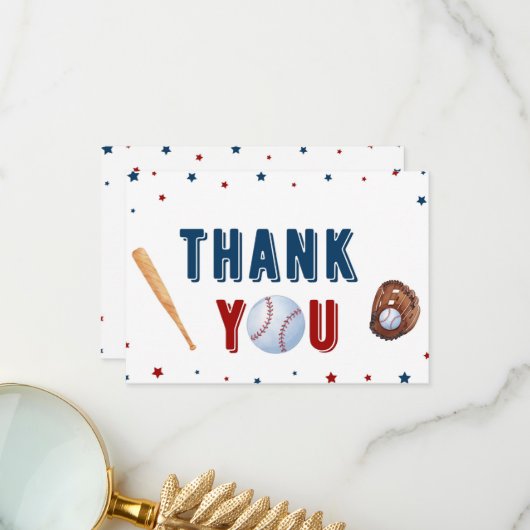 野球用ベビーシャワーサンキューカード サンキューカード (正面/裏面インサイチュ)