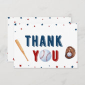 野球用ベビーシャワーサンキューカード サンキューカード (正面/裏面)
