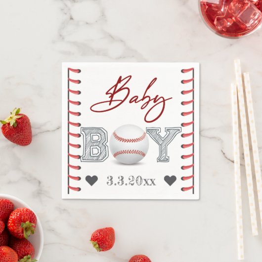 野球用ベビーシャワーパーソナライズされた スタンダードカクテルナプキン (インサイチュ)