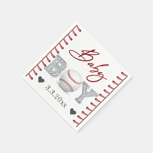 野球用ベビーシャワーパーソナライズされた スタンダードカクテルナプキン (角)
