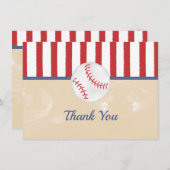 野球用ベビーシャワー又は誕生日サンキューカード サンキューカード (正面/裏面)