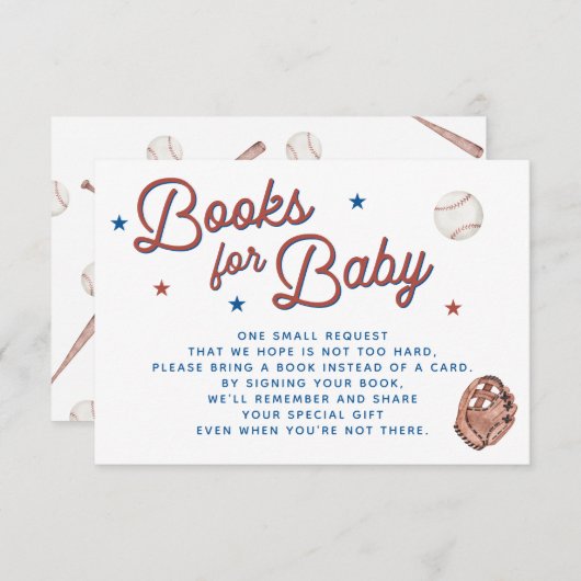 野球用ベビーシャワー及びベビーカード収納用ブック 招待状 (正面/裏面)