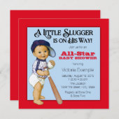 野球用ベビーシャワー 招待状 (正面/裏面)