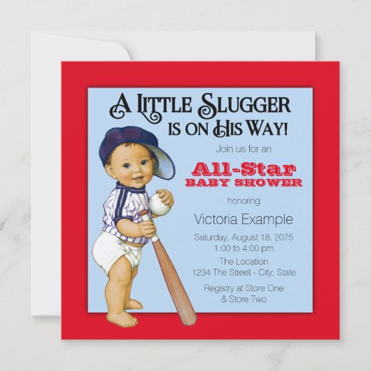 野球用ベビーシャワー 招待状 (正面)