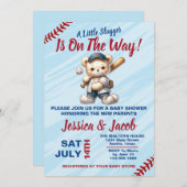 野球用ベビーシャワー 招待状 (正面/裏面)