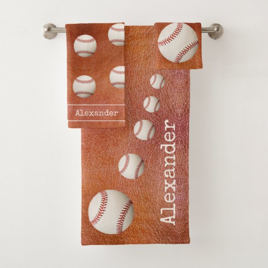 野球用モノグラムのソフトボールスポーツバスルーム バスタオルセット (インサイチュ)