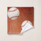 野球用モノグラムのソフトボールスポーツバスルーム バスタオルセット (ウォッシュタオル)