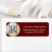 野球用モノグラムレッドの名前とアドレス ラベル (インサイチュ)