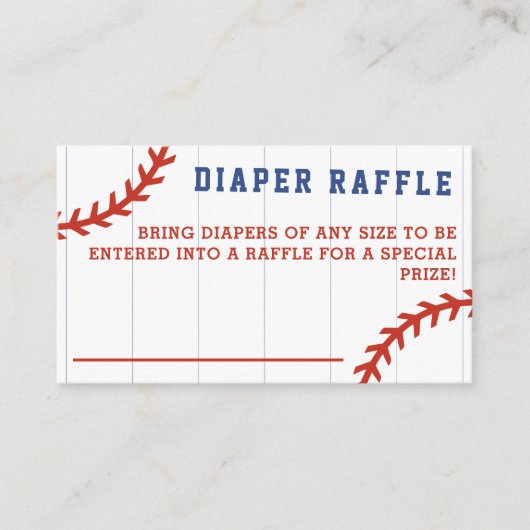 野球用乳房おむつラッフル赤ちゃんシャワーゲーム エンクロージャーカード (正面)