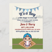 野球男の赤ちゃんシャワー招待状リトルスラガー 招待状 (正面/裏面)