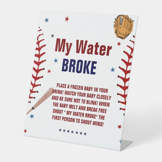 野球私の水は赤ちゃんシャワーのゲームサインを破った 台座サイン (正面)
