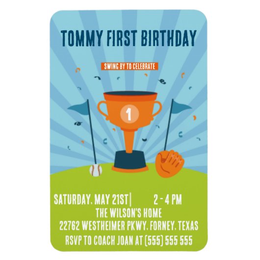 野球第1期バースデースポーツテーマ マグネット (縦)