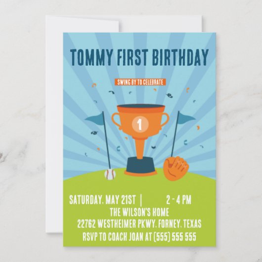 野球第1期バースデースポーツテーマ 招待状 (正面)